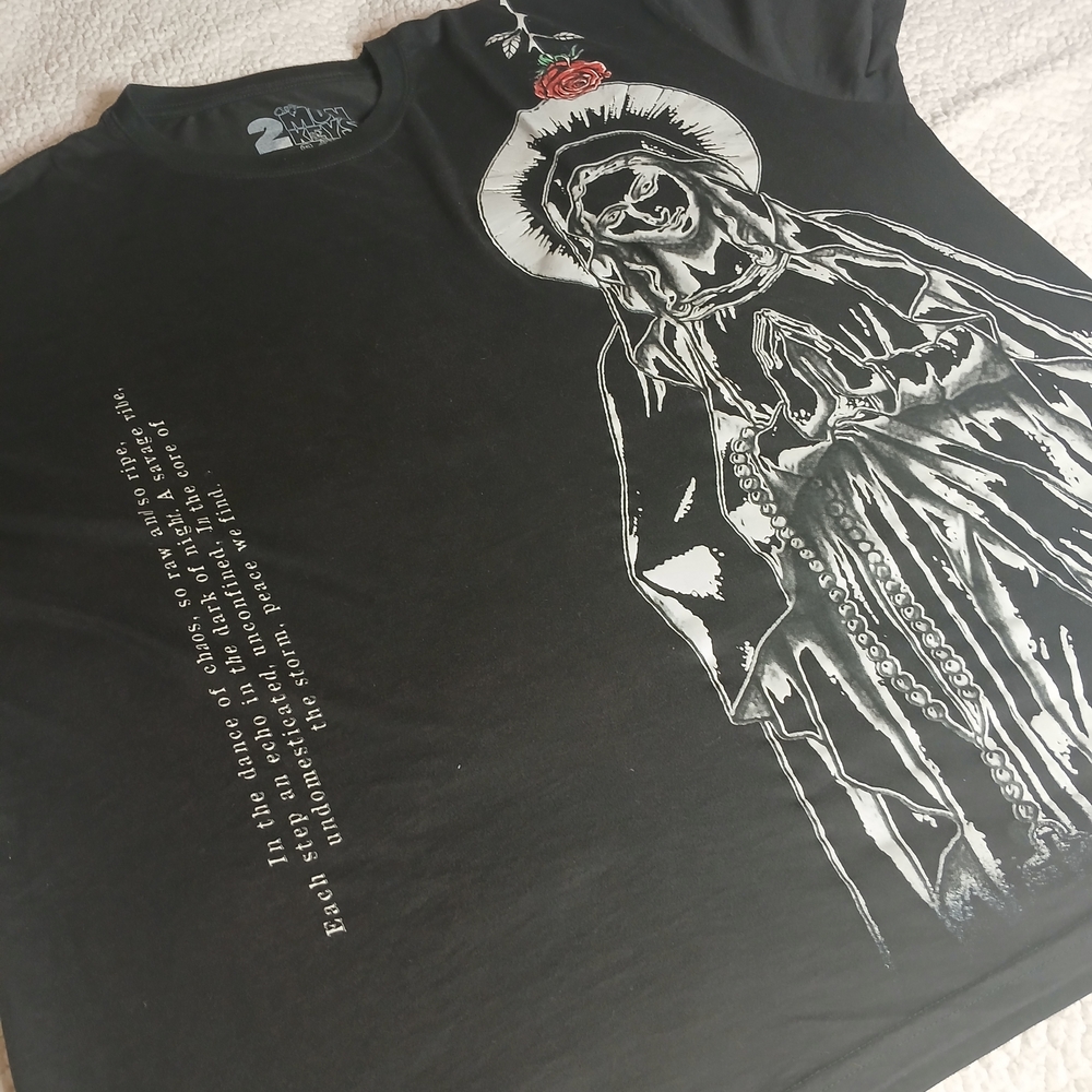 Men’s Graphic T Shirt 3XL Black Religious Art Front & Back Tee